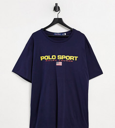 Темно-синяя футболка с большим логотипом спереди Polo Ralph Lauren Sport Capsule Big & Tall-Темно-синий