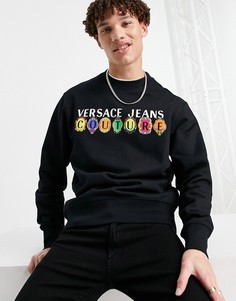 Черный свитшот с логотипом и принтом подвесок Versace Jeans Couture-Черный цвет