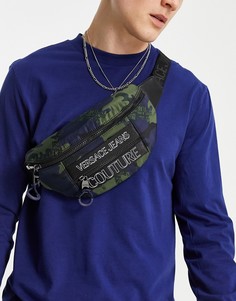 Многоцветная сумка-кошелек на пояс с камуфляжной расцветкой и логотипом Versace Jeans Couture-Многоцветный