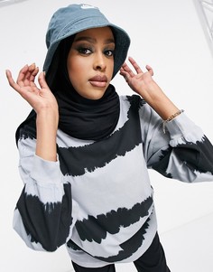 Голубой oversized-лонгслив с принтом тай-дай в полоску ASOS DESIGN