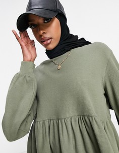 Свободный топ цвета хаки в стиле oversized из вафельного трикотажа ASOS DESIGN-Зеленый цвет