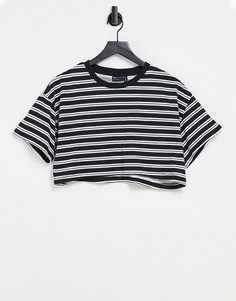 Укороченная футболка в черно-белую полоску ASOS DESIGN-Многоцветный