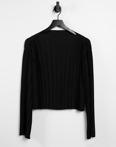 Черная плиссированная рубашка из переработанного материала (от комплекта) & Other Stories-Черный цвет