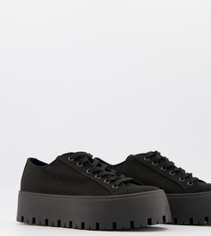 Черные парусиновые кроссовки для широкой стопы на массивной подошве ASOS DESIGN Devoted-Черный цвет