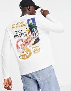 Белая футболка с длинными рукавами и афишей "Cinderella" на спине ASOS DESIGN-Белый