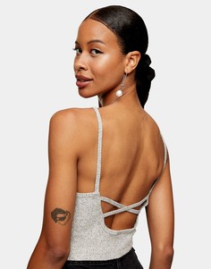 Серый топ в рубчик Topshop-Коричневый цвет