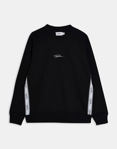 Черный свитшот для дома с фирменной тесьмой Topman-Черный цвет