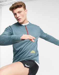 Бирюзовый лонгслив на молнии 1/4 Nike Running Trail-Зеленый цвет