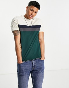 Темно-зеленая футболка из органического хлопка с контрастными вставками ASOS DESIGN-Зеленый цвет