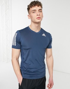 Темно-синяя футболка с 3 полосками adidas Training-Темно-синий