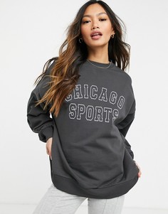 Темно-серый свитшот с принтом "Chicago Sport" ASOS DESIGN