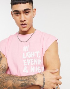Розовая майка в стиле oversized с принтом на груди ASOS DESIGN-Розовый цвет