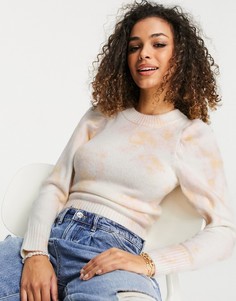 Джемпер с пышными рукавами и принтом тай-дай ASOS DESIGN-Розовый цвет