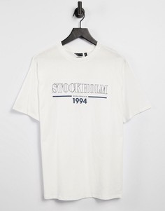 Белая oversized-футболка с принтом "Stockholm 1994" ASOS DESIGN-Белый