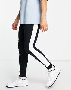 Черные джоггеры скинни из органического хлопка с полосой по бокам ASOS DESIGN-Черный цвет