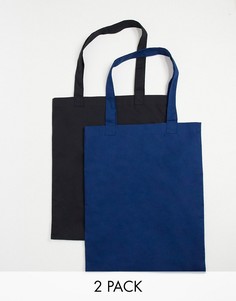 Набор из 2 сумок-тоут черного и темно-синего цвета ASOS DESIGN-Многоцветный