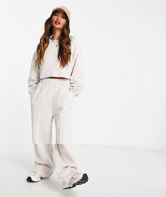 Спортивный костюм с oversized-свитшотом и джоггерами свободного кроя с широкими штанинами светло-бежевого цвета ASOS DESIGN-Нейтральный