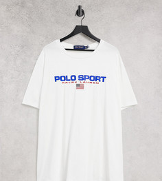 Белая футболка с большим логотипом спереди Polo Ralph Lauren Sport Capsule Big & Tall-Белый
