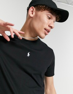 Черная футболка-поло с логотипом в виде игрока по центру Polo Ralph Lauren-Черный цвет