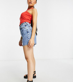 Синие джинсовые шорты со складками New Look Petite-Голубой
