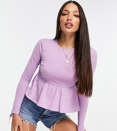 Сиреневый приталенный топ с баской ASOS DESIGN Tall-Фиолетовый цвет