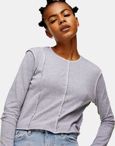 Лонгслив со строчкой Topshop-Серый