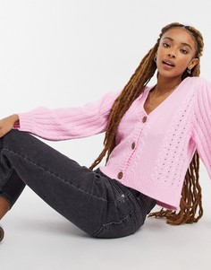 Укороченный кардиган с узором Miss Selfridge Pretty-Розовый цвет