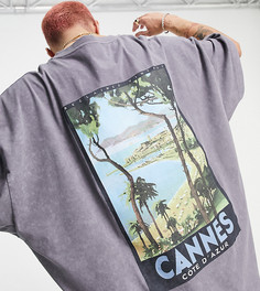 Футболка с принтом на спине "Cannes" Reclaimed Vintage Inspired-Серый