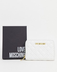 Белый маленький стеганый кошелек Love Moschino