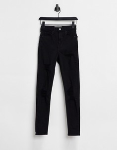 Черные зауженные джинсы Topshop Jamie со рваными элементами-Черный цвет