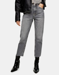Серые прямые джинсы с необработанным краем Topshop-Серый