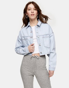Выбеленная укороченная джинсовая куртка Topshop-Коричневый цвет