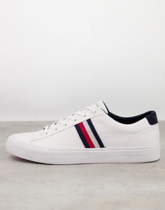 Белые кожаные кроссовки с логотипом сбоку Tommy Hilfiger-Белый