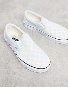 Голубые кеды-слипоны в шахматную клетку Vans Classic-Голубой