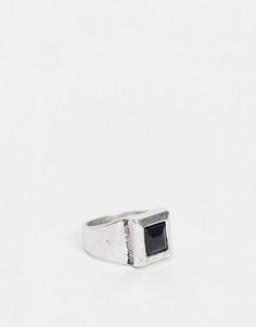Серебристое кольцо-печатка с квадратным камнем Icon Brand luxe-Серебристый