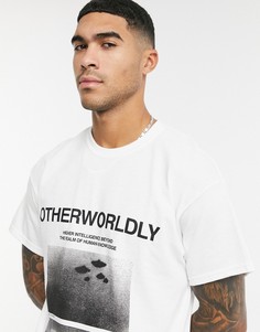 Белая футболка с надписью "Оtherworldly" Topman-Белый