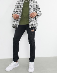 Черные выбеленные джинсы скинни с потертостями ASOS DESIGN-Черный цвет