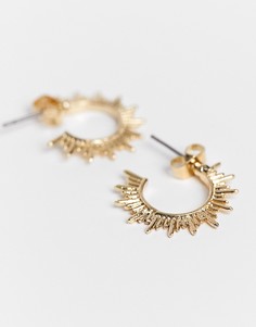 Золотистые серьги-кольца с декоративной отделкой PIECES-Золотистый