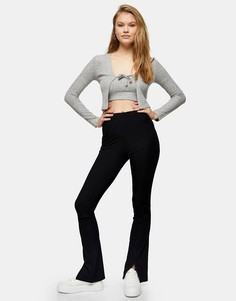 Черные расклешенные брюки с разрезами спереди Topshop-Черный цвет