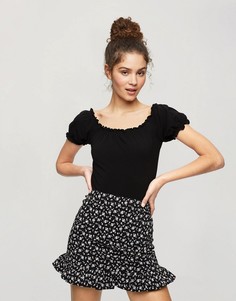Черное боди с открытыми плечами Miss Selfridge-Черный цвет