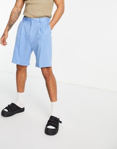 Синие широкие строгие шорты ASOS DESIGN-Голубой
