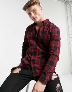 Рубашка в клетку красного цвета с длинными рукавами River Island-Красный