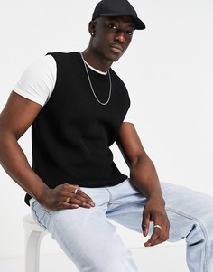 Черный вязаный жилет ASOS DESIGN-Черный цвет
