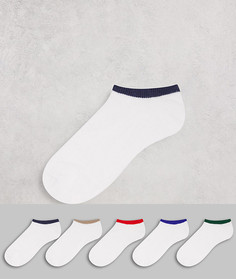 Набор из 5 пар спортивных носков с цветными полосками ASOS DESIGN-Многоцветный