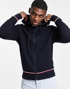 Вязаный кардиган на молнии с фирменной отделкой Tommy Hilfiger-Темно-синий