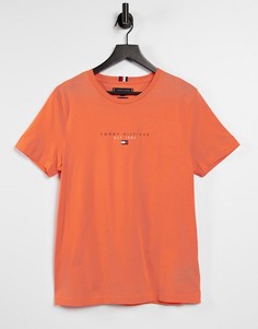Футболка оранжевого цвета с логотипом-флажком на груди Tommy Hilfiger essential-Розовый цвет