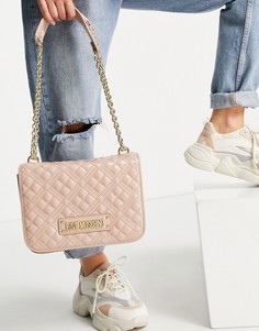 Розовая стеганая сумка на плечо Love Moschino-Розовый