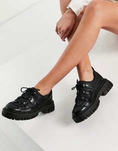 Черные туфли на плоской массивной подошве ASOS DESIGN Manx-Черный цвет