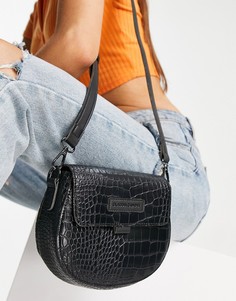 Черная сумка-полумесяц через плечо с эффектом крокодиловой кожи Claudia Canova-Черный цвет