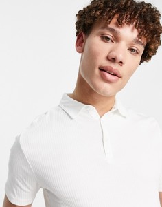 Белое облегающее поло в рубчик River Island-Белый